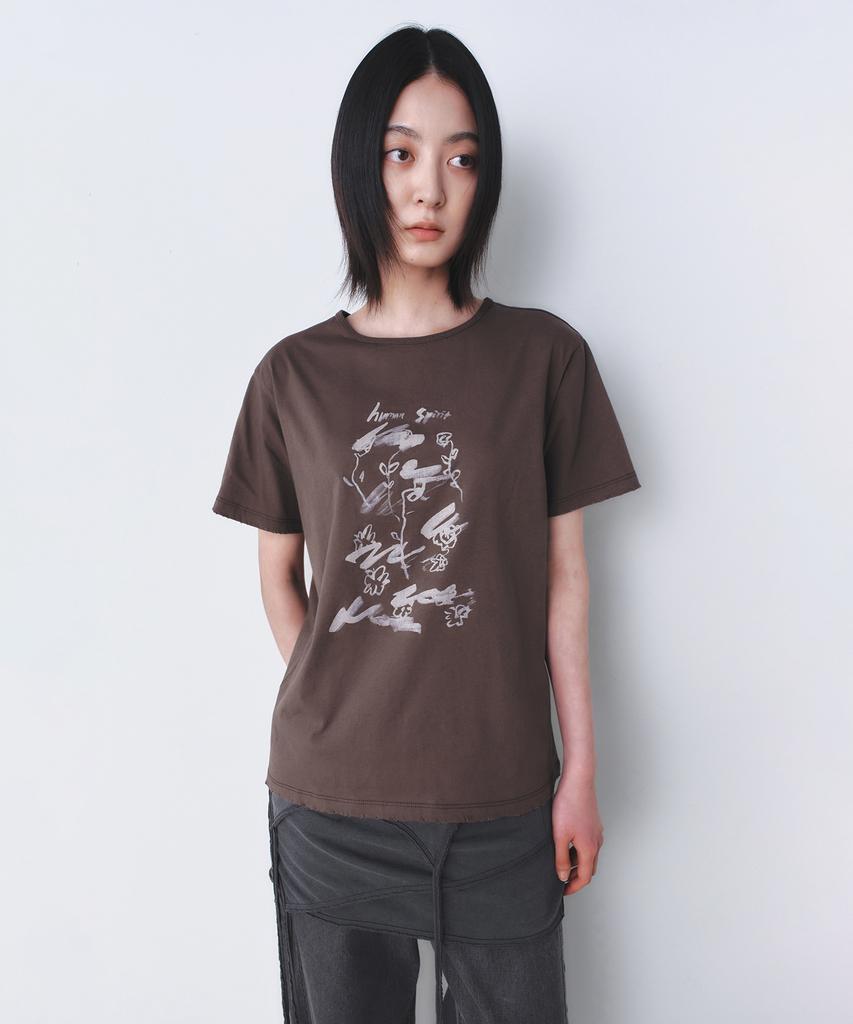 INSILENCE WOMEN Vintage Sketch T-Shirt Brown