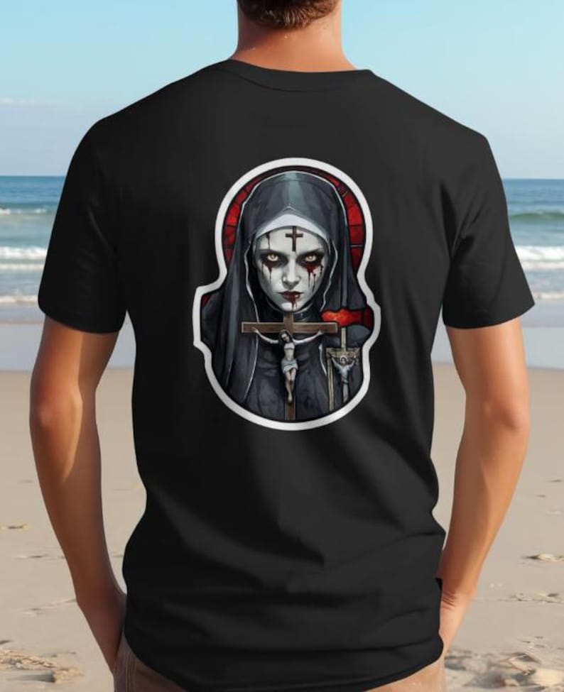 Evil Nun Graphic Printed TShirt New Arrival Dark Horror Gothic Art Streetwear Shortsleev Casual Harajuku Oneck Tops Tshirt