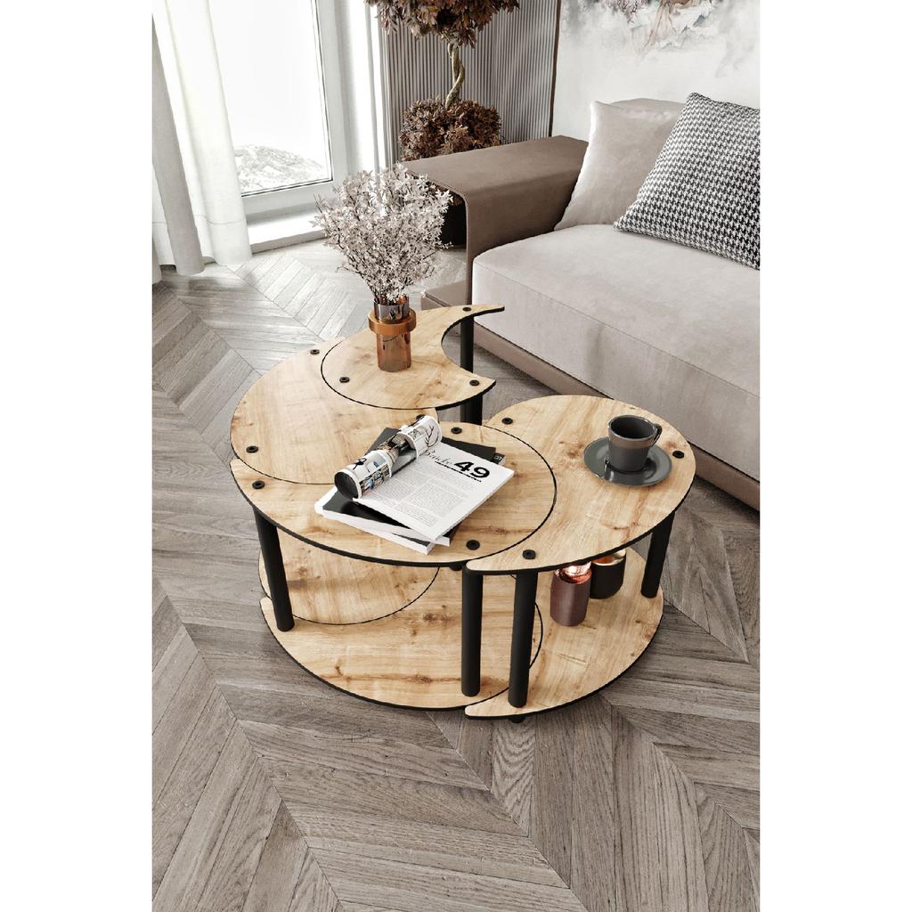 Yin Yang Unity Serenity Coffee Table Set of 4 Oak 70 Cm