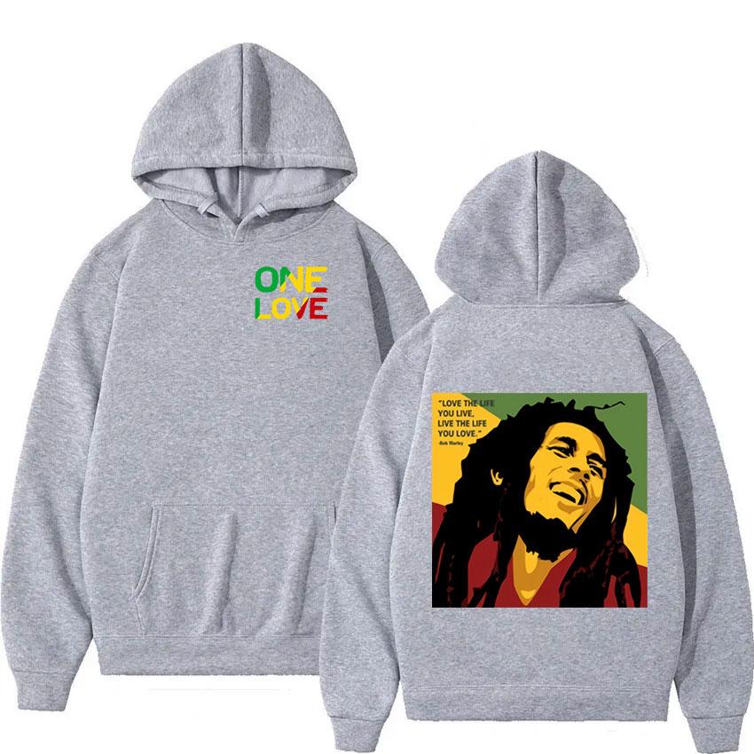 Rapper Bob Marley One Love Graphic Hoodie Men Casual Fashion Retro Pullover Sweatshirt Unisex Hip Hop Oversized Hoody Streetwear
