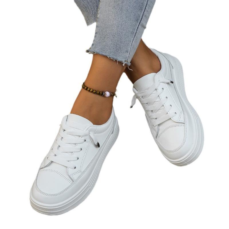 Little White Shoes Women's Spring and Autumn New Low-top Lace-up Casual Shoes Female Student Board Shoes White Sports Shoes Women