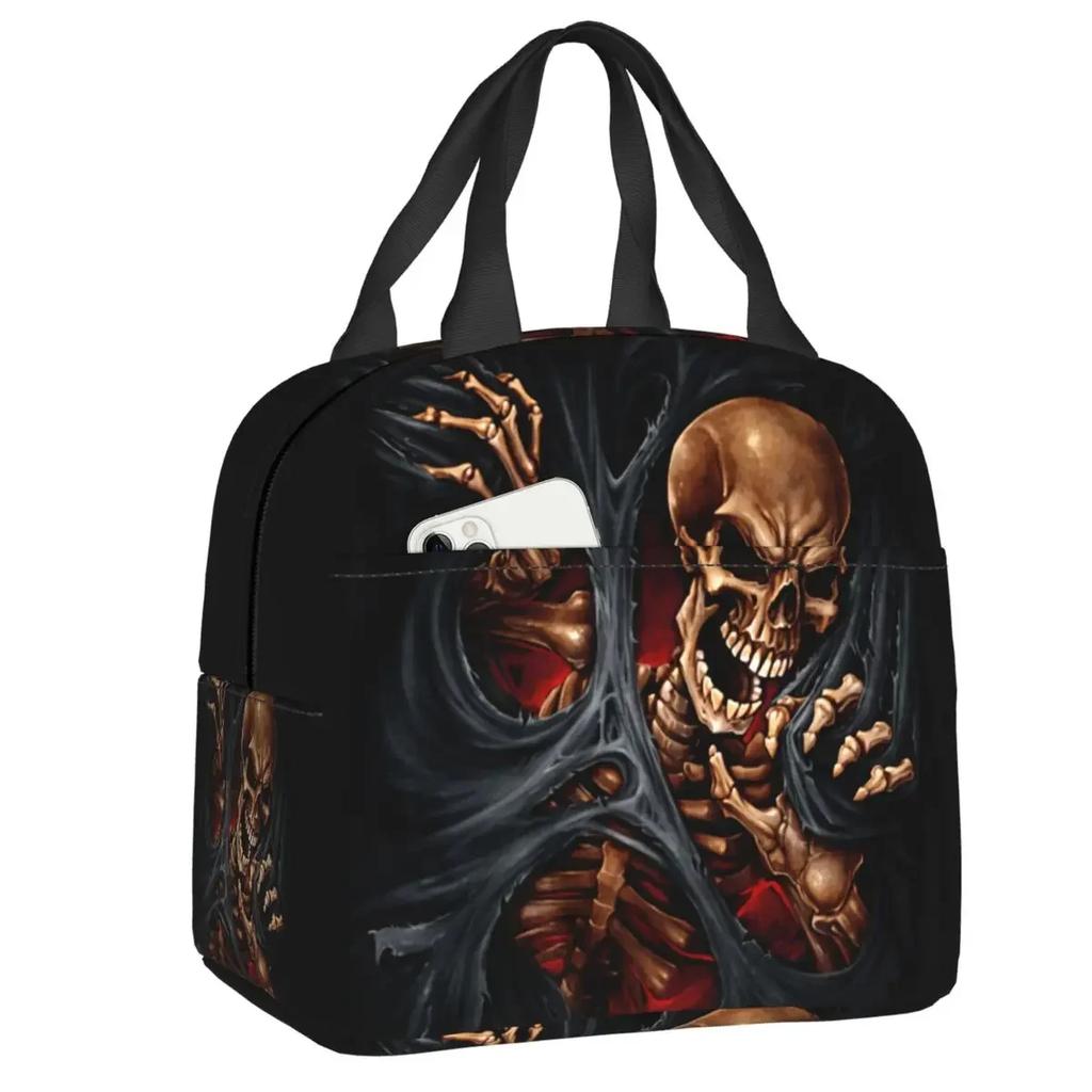 Evil Hands Skull Lunch Bag Leakproof Halloween Gothic Skeleton Thermal Cooler Insulated Lunch Box For Women Kids Food Tote Bags
