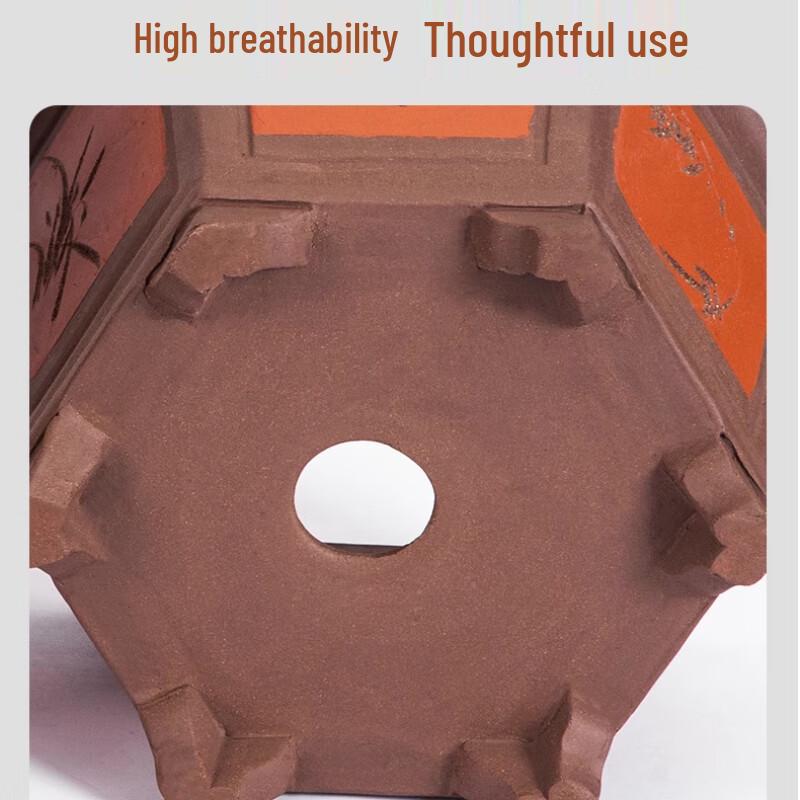 Hexagonal Zisha Ceramic Flower Pot