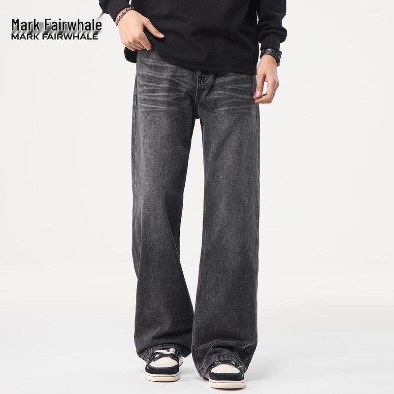 

Мужские выстиранные джинсы из денима свободного кроя с прямыми штанинами Mark Hua Fei 36