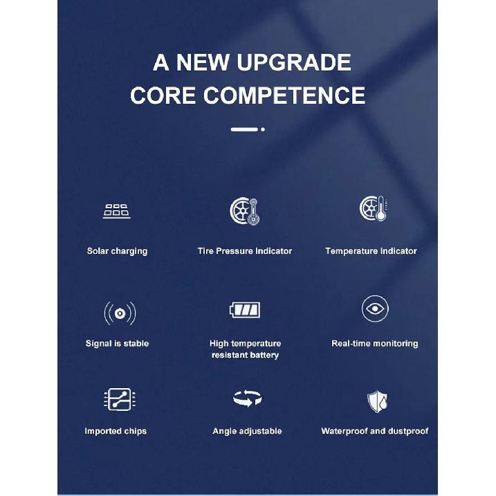 Smart Solar Power TPMS Car Tire Pressure Monitoring System Alarm Tyre Air Pressure Meter Gauge Temperature Warning 4 Sensors