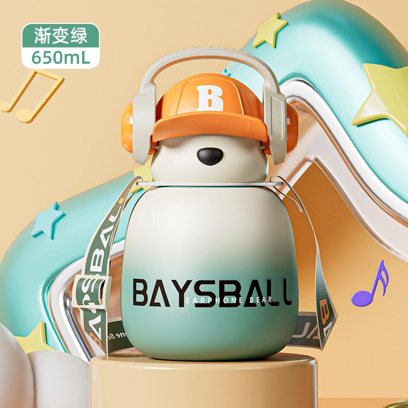 

650 мл детская бутылка для воды с рисунком, симпатичная пластиковая соломенная кружка для воды, переносная кружка для спорта и учебы, подарок 0.65L