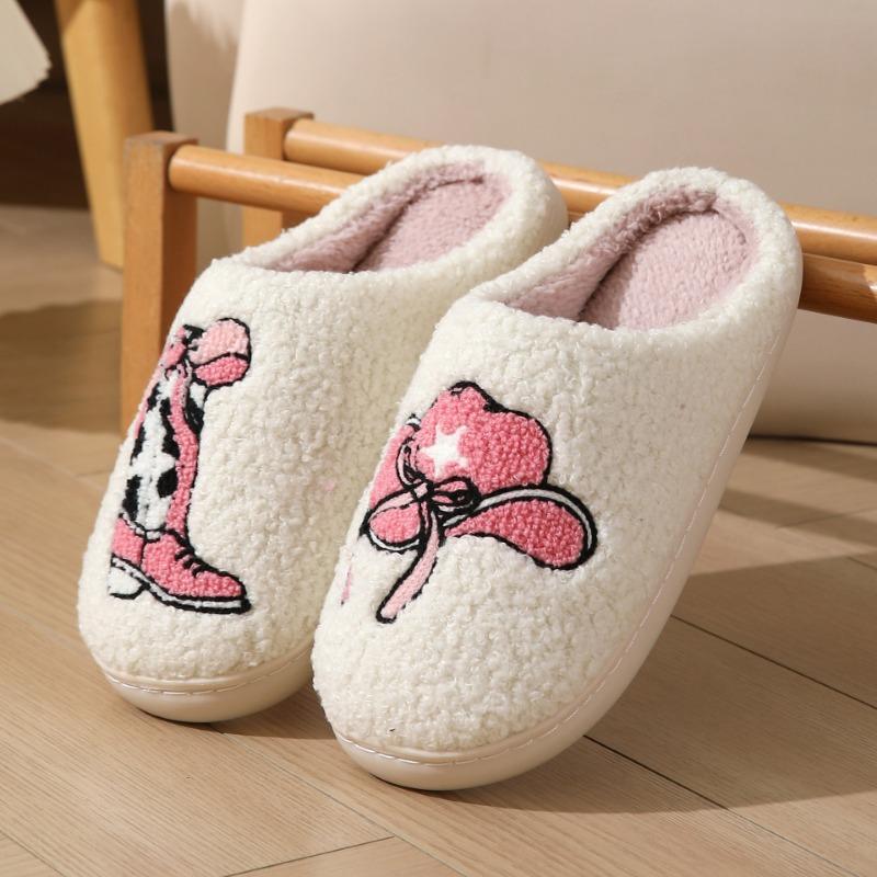 New winter flower boots cotton slippers women's home indoor thermal slippers slippers autumn and winter home
