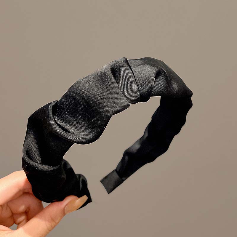 Bentițe de Păr la Modă pentru Femei, Accesorii de Păr, Lată, Lunetă, Satin, Cerc de Păr, Bentițe Pliate, Culoare Solidă, Elastice de Păr Mătăsoase, Accesorii de Păr