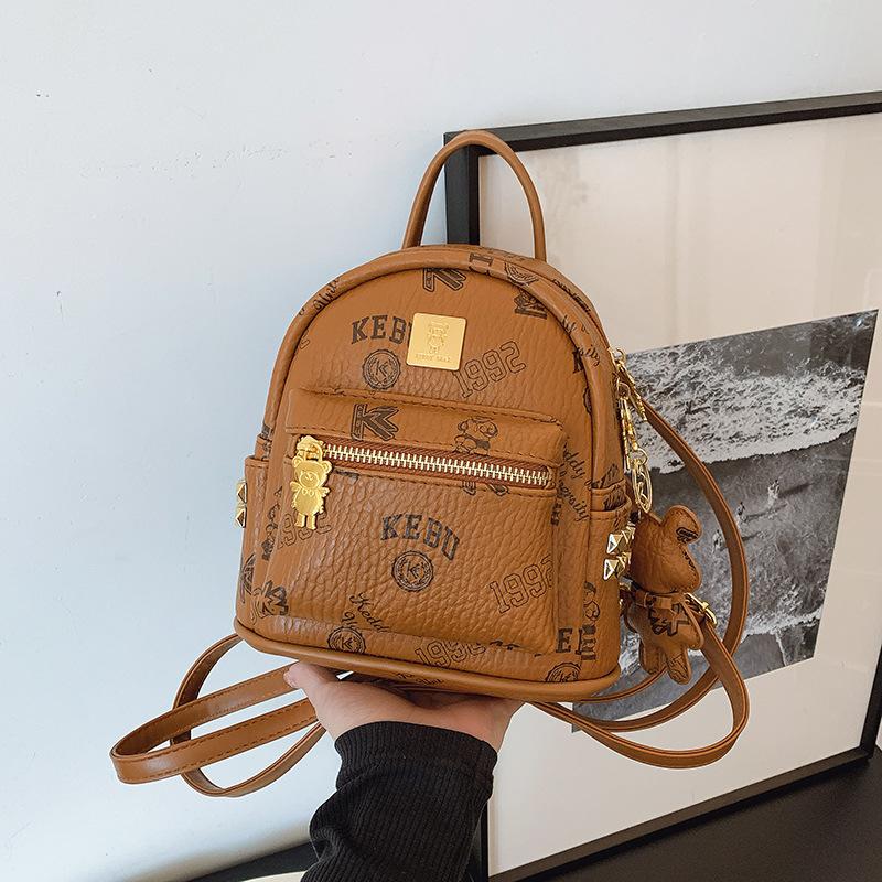 Mini Rucksacktasche Damen neue Mode Nischendesign Druck Ausgehen Pendeln Reisen kleiner Rucksack