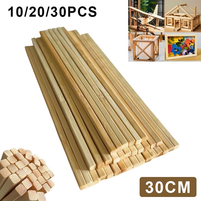 10/20/30Pcs Wood Sticks, Square Wooden Dowels, Hardwood Unfinished Wooden Strips For Diy Molding Crafts Projects Making