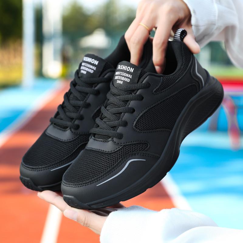 Jinjiang Women's Shoes Spring and Summer Mesh Breathable Sports Shoes Lightweight Student Running Shoes Women's Black Casual Travel Shoes