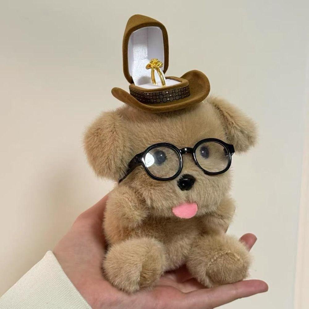 Ring Display Plush Puppy Doll Ring Box Bear Couple Rings Holder Wedding Ring Case Proposal