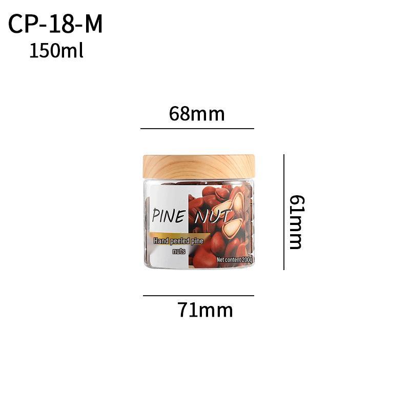 Transparent Sealed Kitchen Storage Jar with Wood Grain Lid for Cereal, Dried Fruit, and Nuts