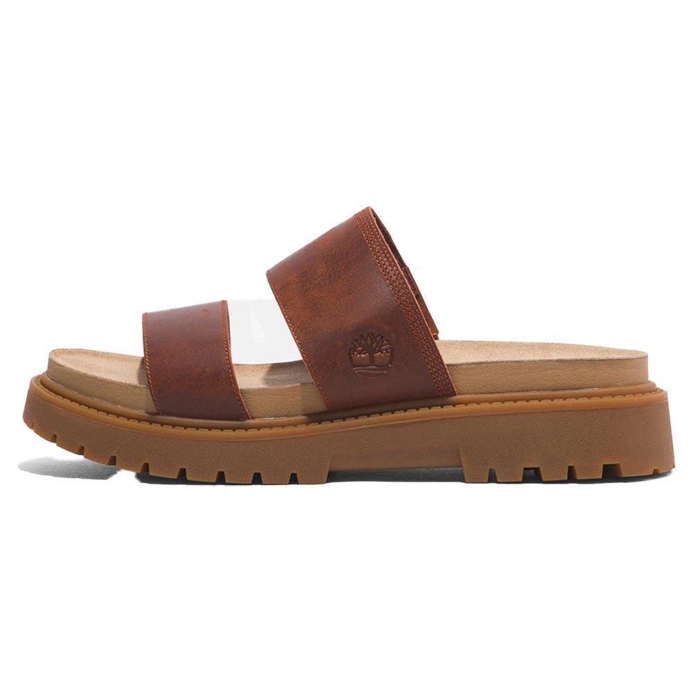 Timberland Clairemont Way Slide Sandals Leather Brown