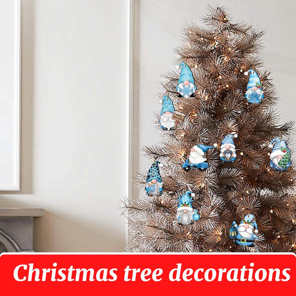 Ornements de Noël Gnomes en Bois 2D, Décorations d'Arbre de Noël, Ensemble de Plaques en Bois