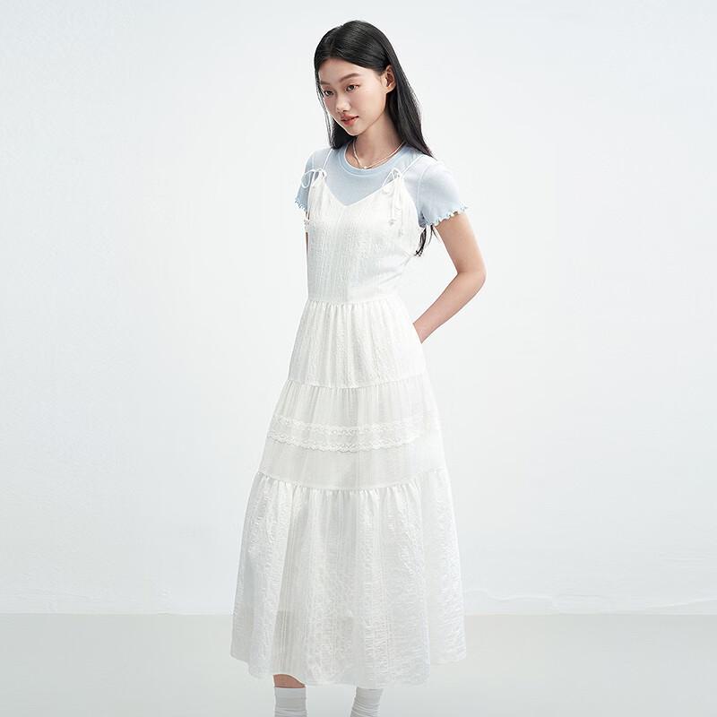 

Платье-ками на кружевных бретелях с жаккардом «Жемчуг» L