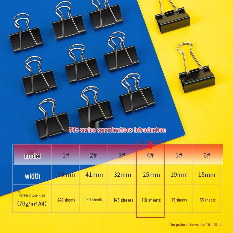 Deli 25mm Black Long Tail Paper Clips