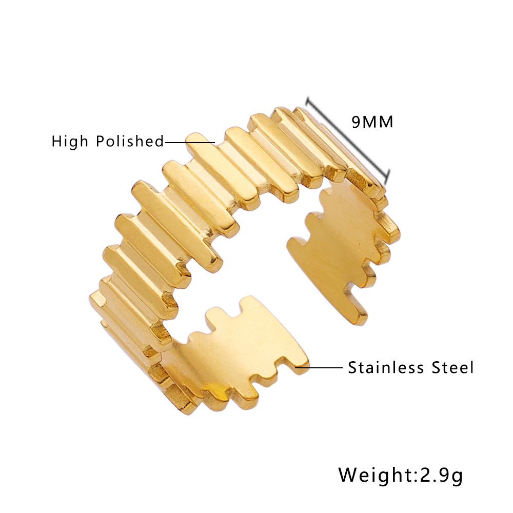2023 Simple Personality 18K Gold Plated Adjustable Titanium Steel Ring
