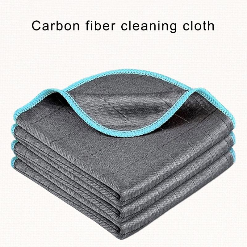 3Pcs Super Absorbent Carbon Fiber Microfiber Cleaning Cloth For Car Glass Kitchen Surfaces No Residues Polishing Towel