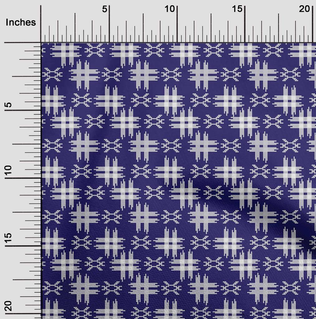 oneOone Tissu Coton Flex Imprimé Kasuri à Carreaux Tissu au Mètre Largeur 40 Pouces