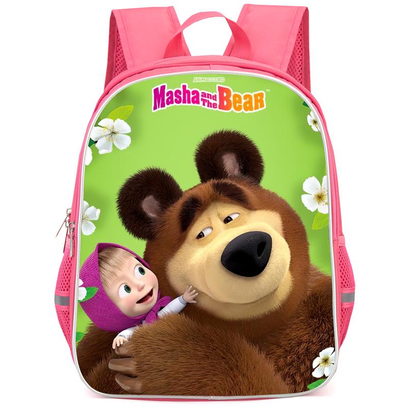 Masha And Bear School Bag Elementary School Cartoon High Definition Printing Large Capacity Zipper Oxford Lightweight Ridge Backpack