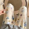 Korean Style Women's Cartoon Flannel Sleep Pants - Wearable Outdoors for Autumn and Winter 2025