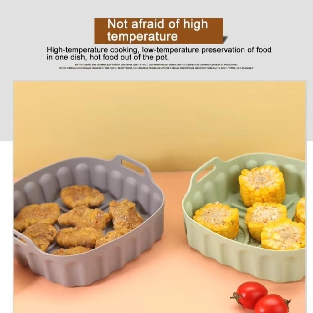 Square Oven Trays with Handle Air Fryer Mat New Air Fryer Silicone Tray