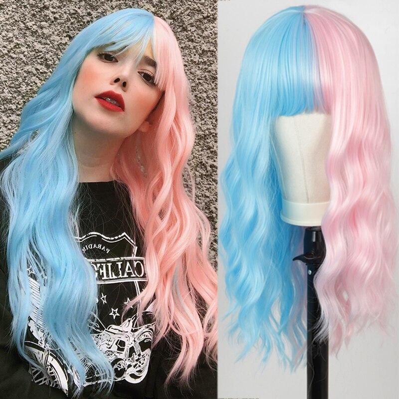 blue half wig