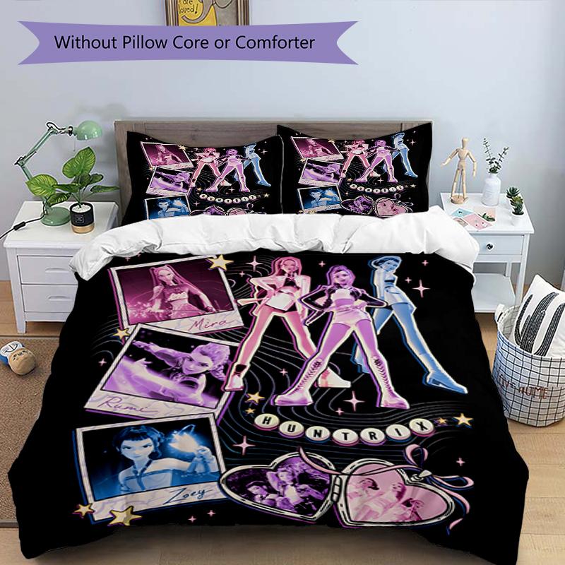 Set copripiumino 3 pezzi (1*Copripiumino + 2*Federe, Senza Nucleo),Set Biancheria da Letto con Stampa KPop Demon Hunters, Decorazione Camera da Letto, Stagione Unica, Regalo di Compleanno