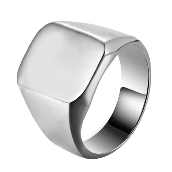 Night Club Punk Square Men Smooth Band Wide Finger Ring Jewelry Birthday