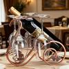 Porte-bouteilles en fer Yousheng avec support pour verres, Support à vin vélo cygne rétro, Support de table pour verres à vin rouge pour la maison