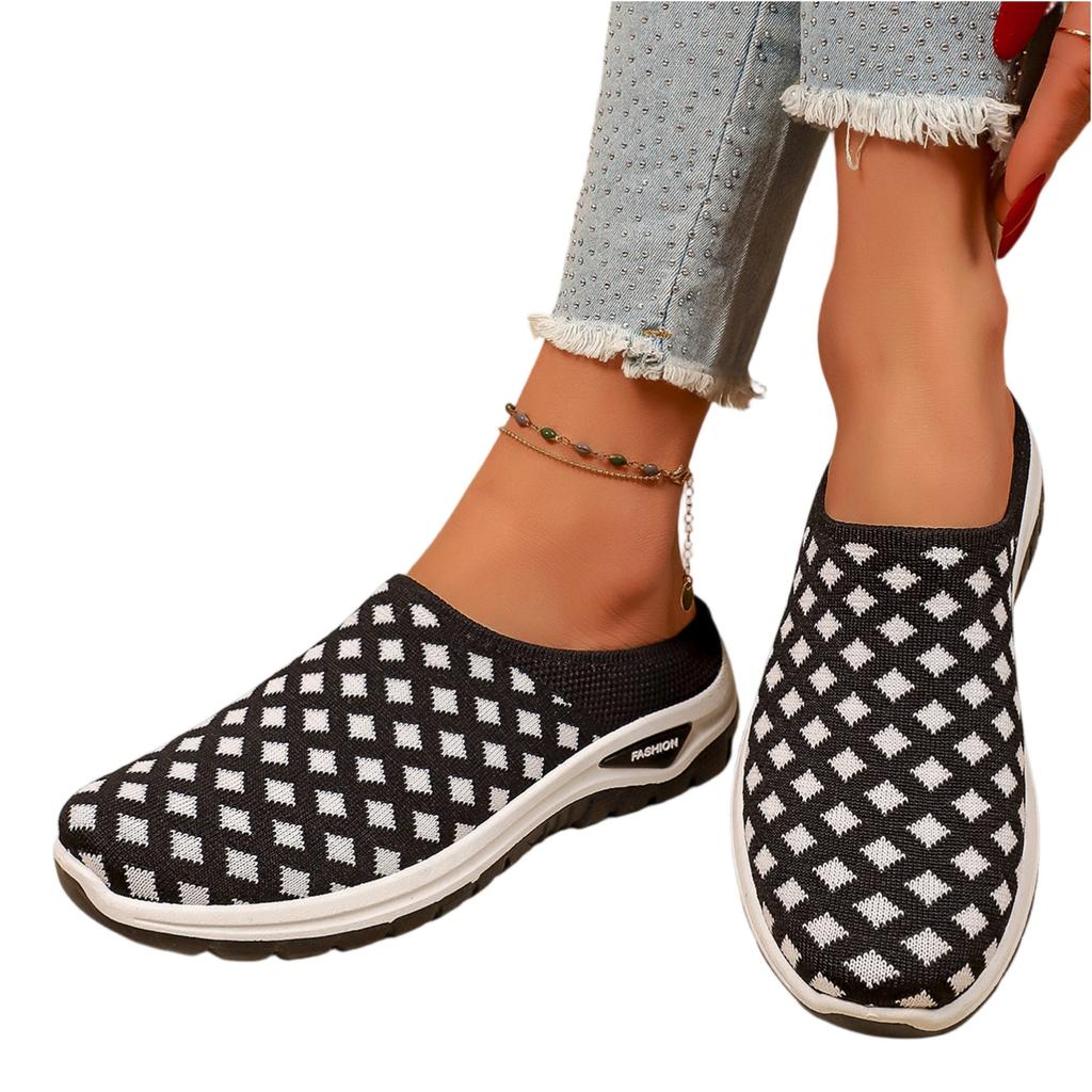 Summer Women Mesh Slip-On Half-Covered Sandals Lightweight Breathable Casual Outdoor Footwear with Soft Sole for Daily Wear