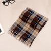 Unisex Winter Scarf Color Matching Plaid Print Tassel Thick Warm Soft Double-sided Plush Long And Wide Keep Warm Neck Protection Lady Fall Scarf