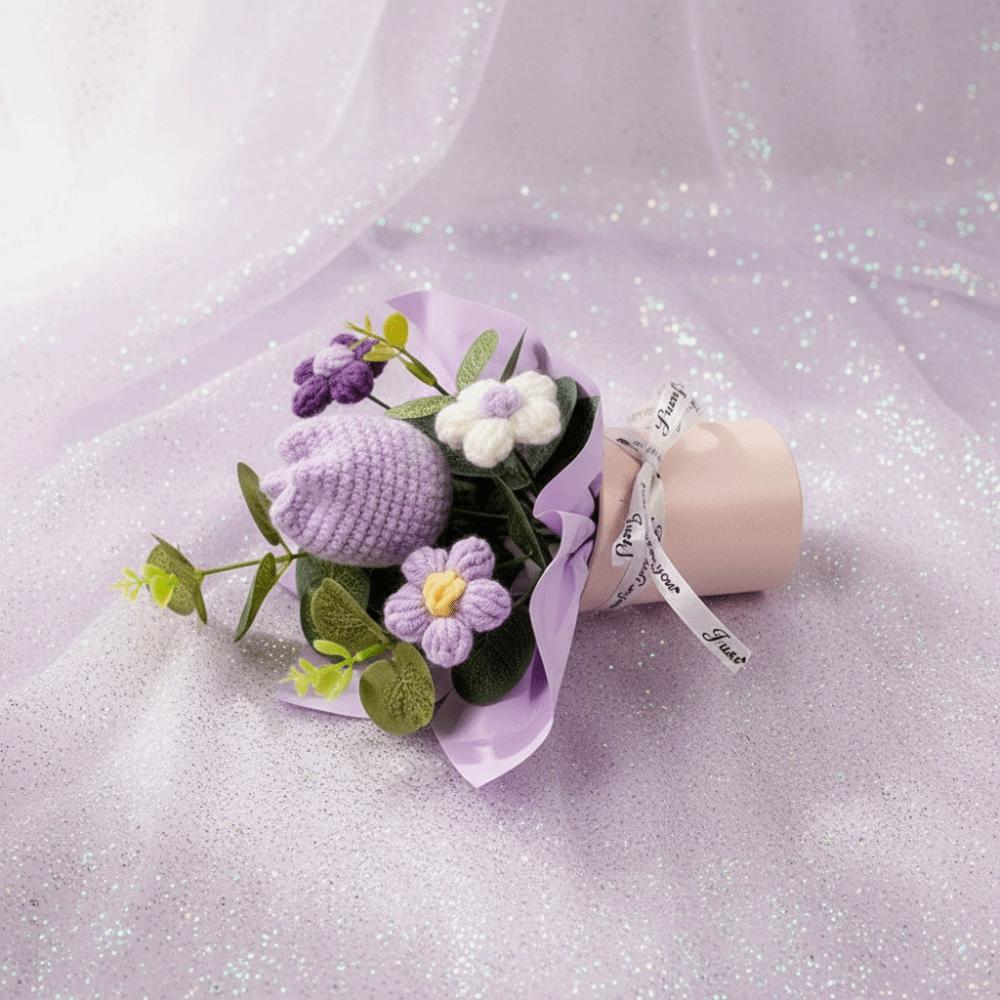 Fertige Blumen Häkelblumensträuße Heimdekoration Handgestrickter Tulpenstrauß Valentinstag Geburtstagsgeschenk