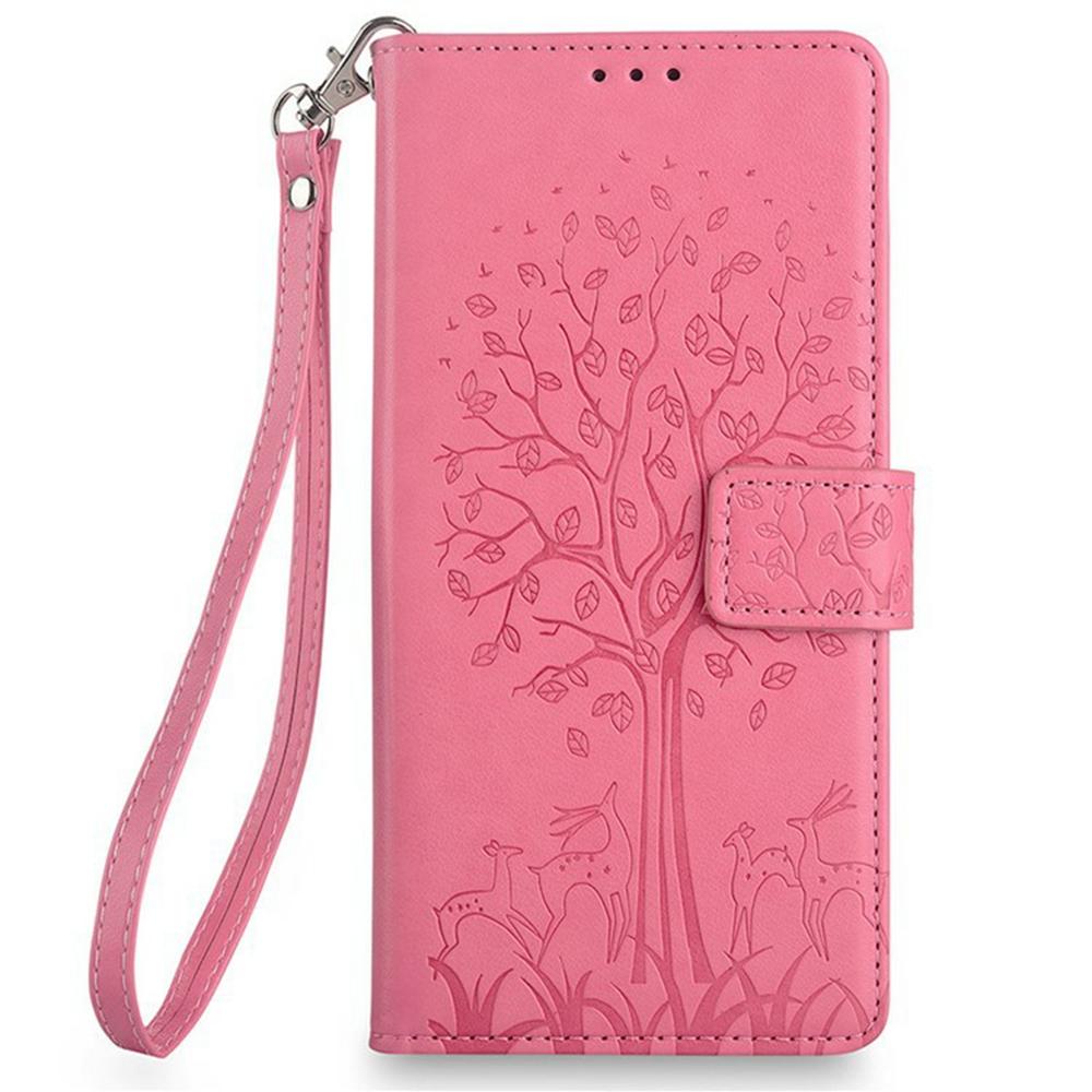 For iPhone 16e Case PU Leather Wallet Phone Cover Tree Deer Imprinted