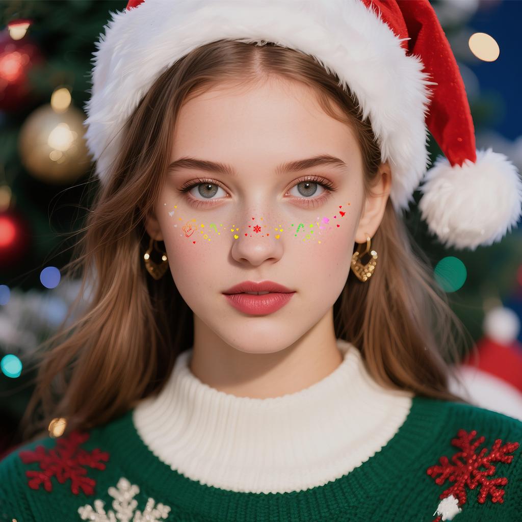 Cross Border New Holiday Series Laser Makeup Freckle Stickers Christmas Hot Stamping Party Glitter Facial