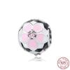New Sterling Silver Rose Girl Boy Pink Sparkle Spacer Clip bead For Original  Bracelet Charm Jewelry For Women