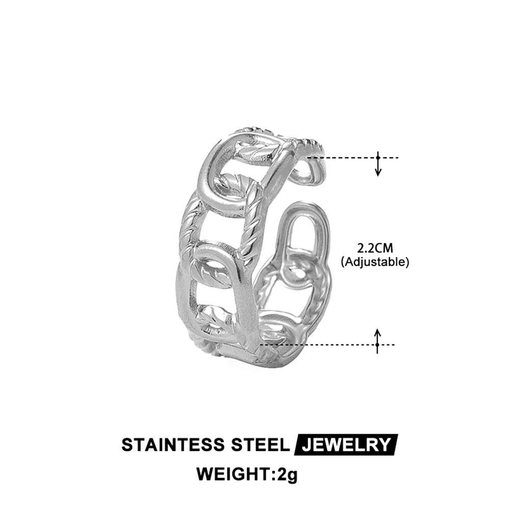 High-End Women's Fashion Stainless Steel Open Ring - Celebrity Style
