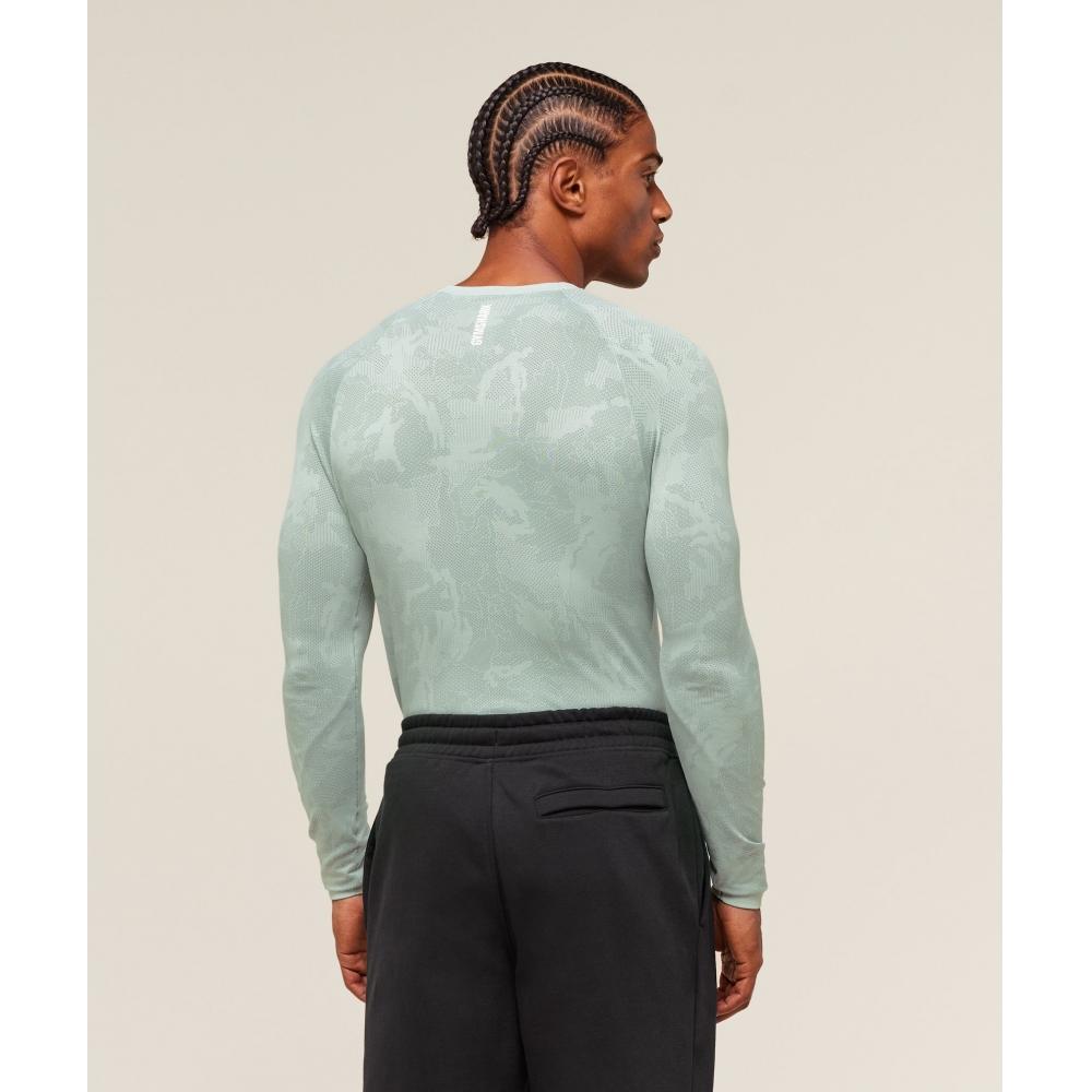 Gymshark Geo Nahtloses Langarm-T-Shirt Morgenhimmelblau Himmelblau A5a2c Udb5