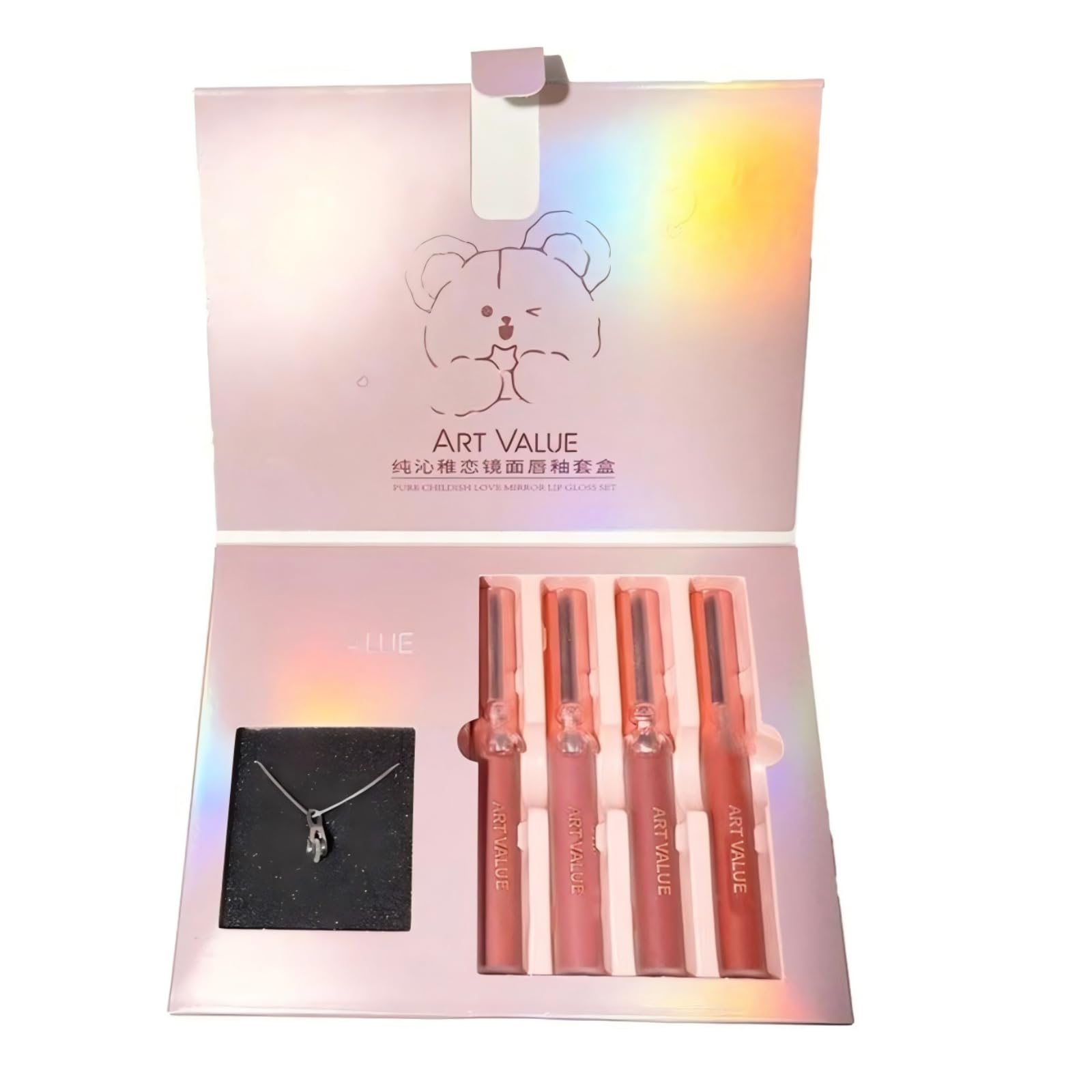

Cosmetic Set: Little Bear Lip Necklace Set (4 pieces) - Matte LipstickGloss Lipstick, Makeup Set, Makeup Palette, Lip Gloss Set, Eyeshadow Palette -