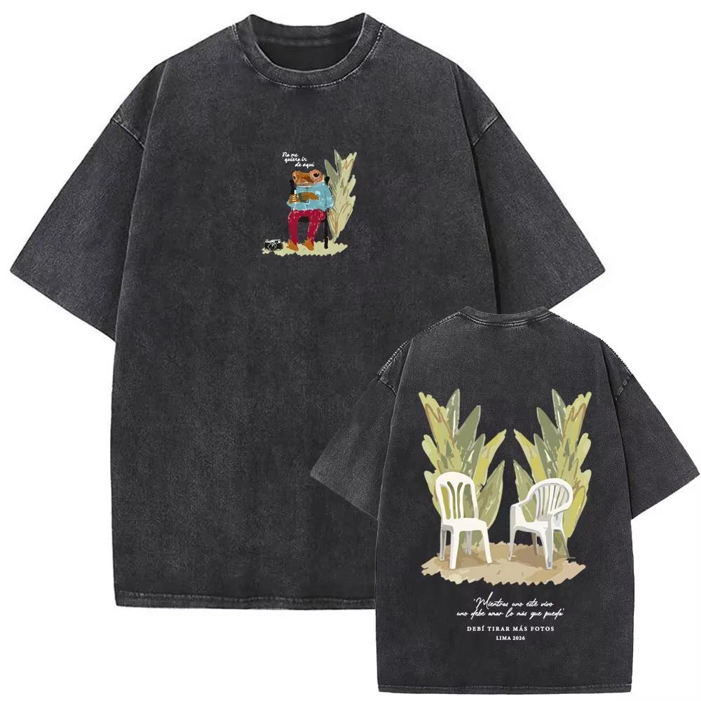 Washed Vintage Rapper Bad Bunny T-shirt DeBi TiRAR MaS FOToS DTMF World Tour T Shirt Gothic Cotton Oversized T-shirts