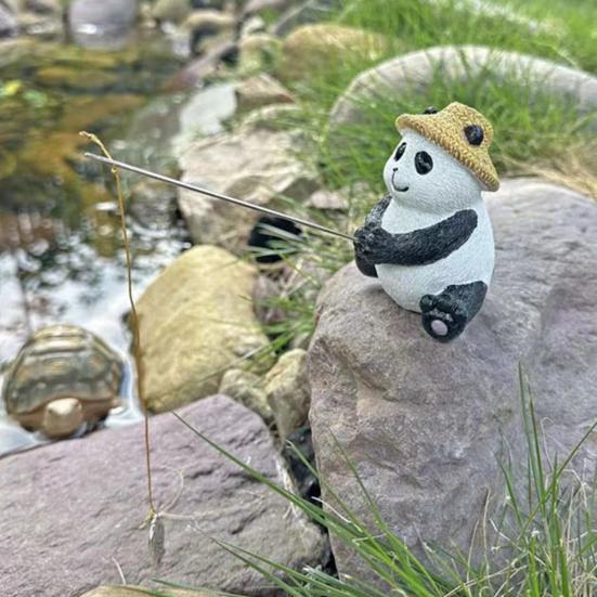 Pryskyřičná soška žáby rybáře zahradní jezírko dekorace jezírko rybář mini panda figurka pro venkovní krajinu akvárium dekorace akvárium