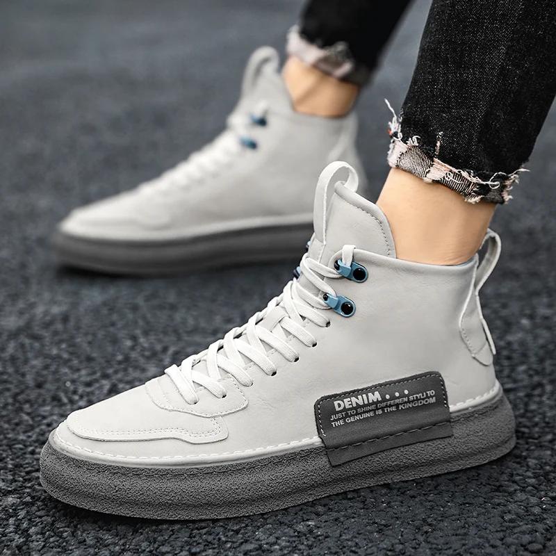 2024 Noi Ghete din Piele pentru Bărbați Pantofi de Lucru la Modă pentru Exterior Adidași Confortabili Antiderapanți pentru Bărbați Pantofi de designer casual de înaltă calitate