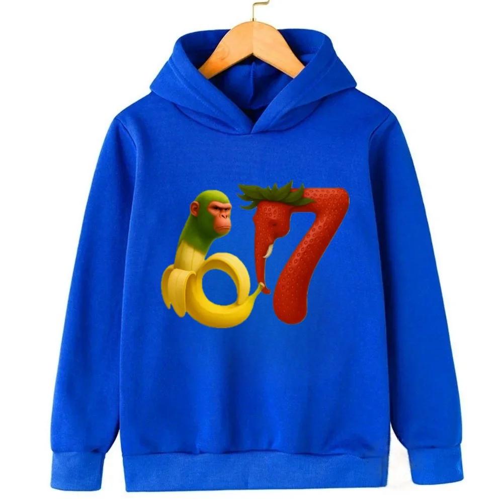 Spring Autumn 67 Six Seven Crazy Children's Hoodie Kids Casual Fashion Fun Boys Hooded Sweatshirt Pullover Girl Clothing Top
