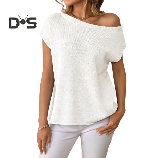 Damen-Oberteile, kurzärmelig, Schraubkragen, einfarbig, T-Shirt, Frühling/Sommer, dehnbar, Pullover, Oberteile für den Alltag