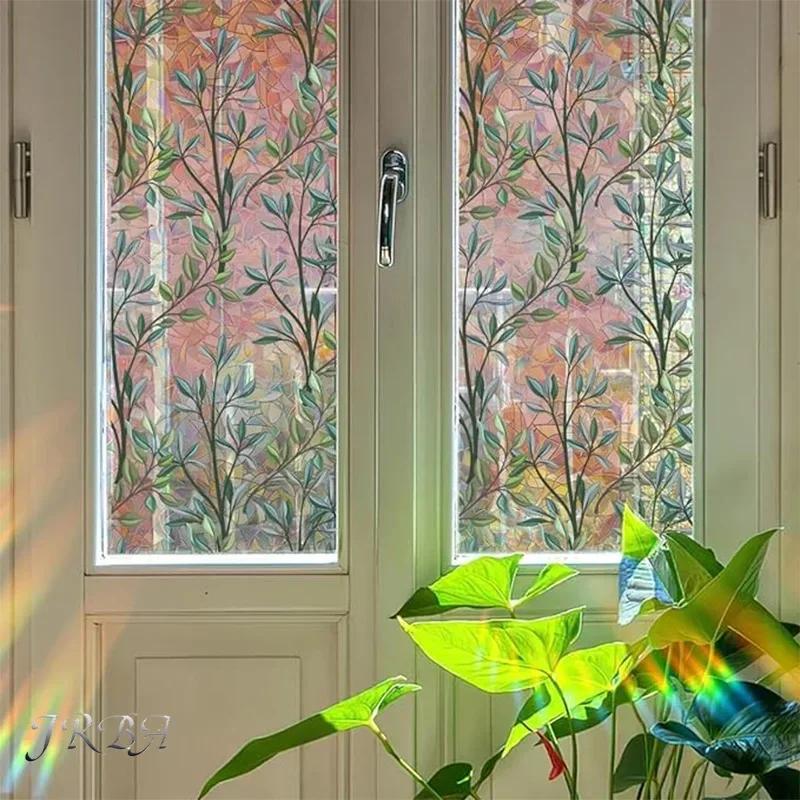 Film de protection pour vitrage Vignes vertes Feuilles Vitrail Autocollants pour fenêtre Vitre Dépoli Autocollant pour fenêtre de cuisine Porte d'entrée Maison