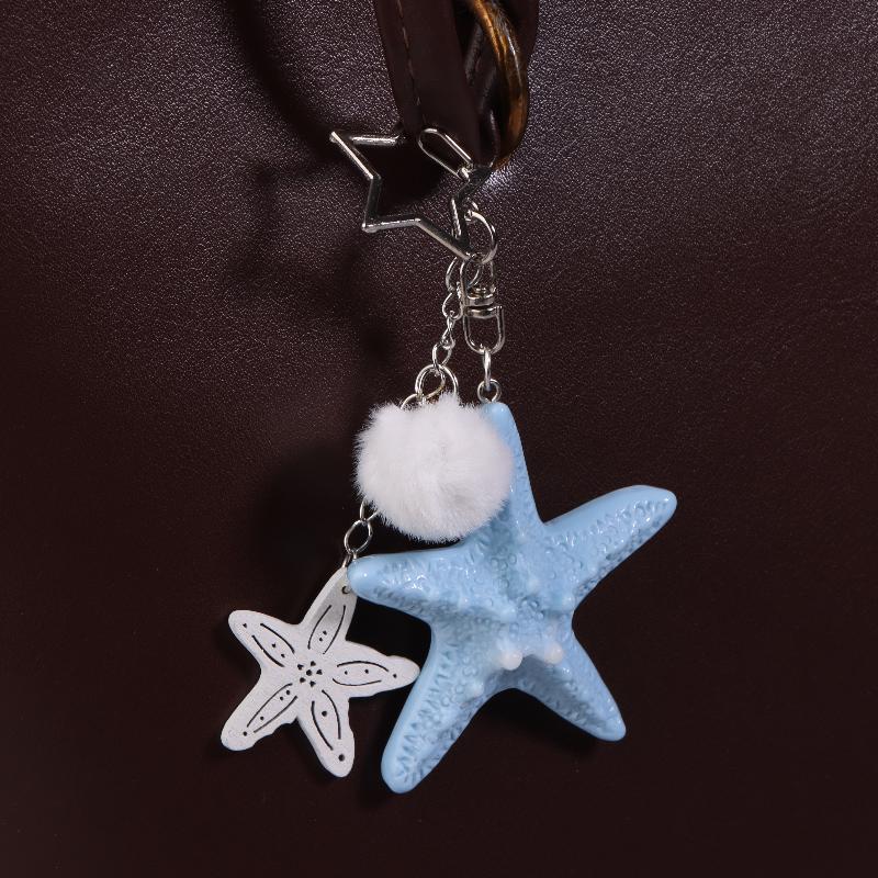Y2K Starfish Keychain Holiday Ocean Beach Keyring Trendy Bag Pendant Decoration Key Accessories Couple Gifts