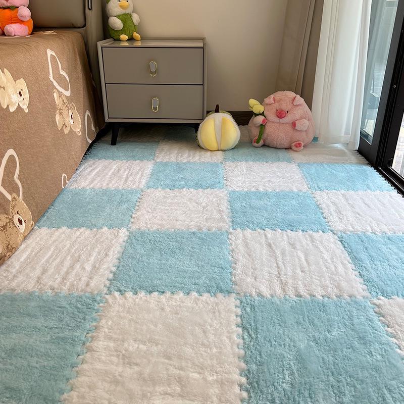 Plush Bedside Rug: Girls' Room Foam Floor Mats, Washable & Stylish