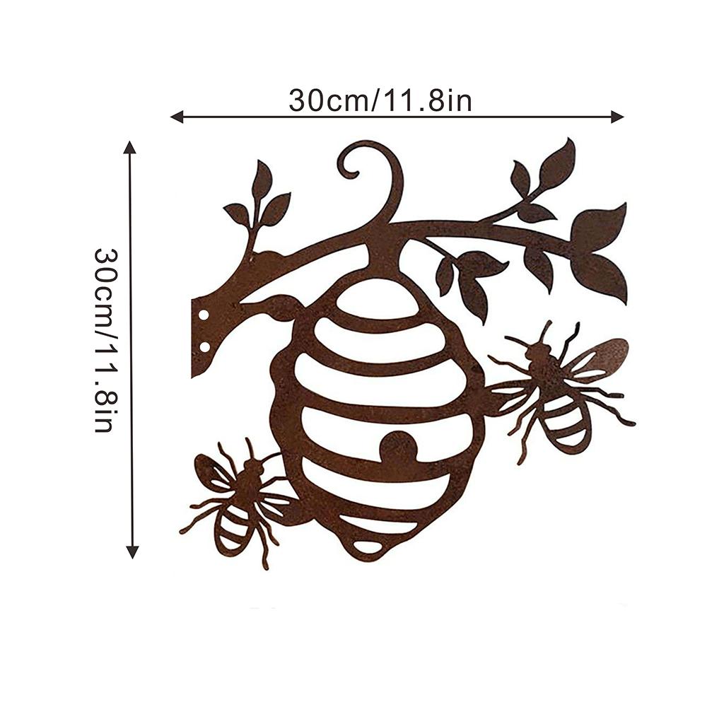 1 Piece Vintage Steel Beehive Bird Silhouette Rusty Metal Panel Art Outdoor Patio Home Farmhouse Backyard Decoration Halloween Christmas Gift