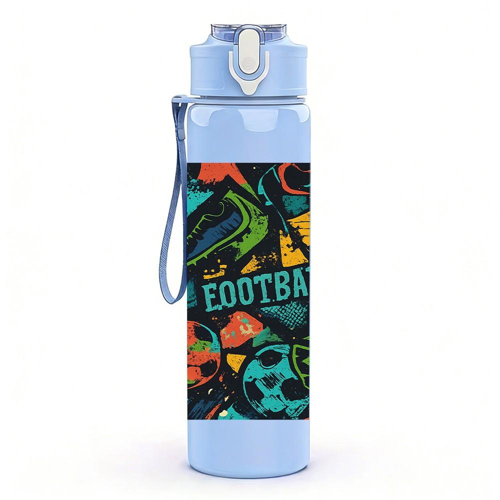 1 PZ Bottiglia Sportiva in Plastica da 750 ml con Grafica Calcio 'Goal', Senza Perdite, Tappo a Flip con Cannuccia, Adatta per Sport, Ufficio, Uso Domestico